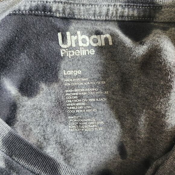 Urban Pipeline Gray Spiral Tie Dye T-Shirt Men’s Size Large Soft Casual Tee - Picture 4 of 4